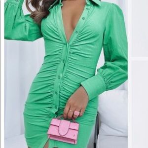 Not So Subtle Green Button down Mini Dress